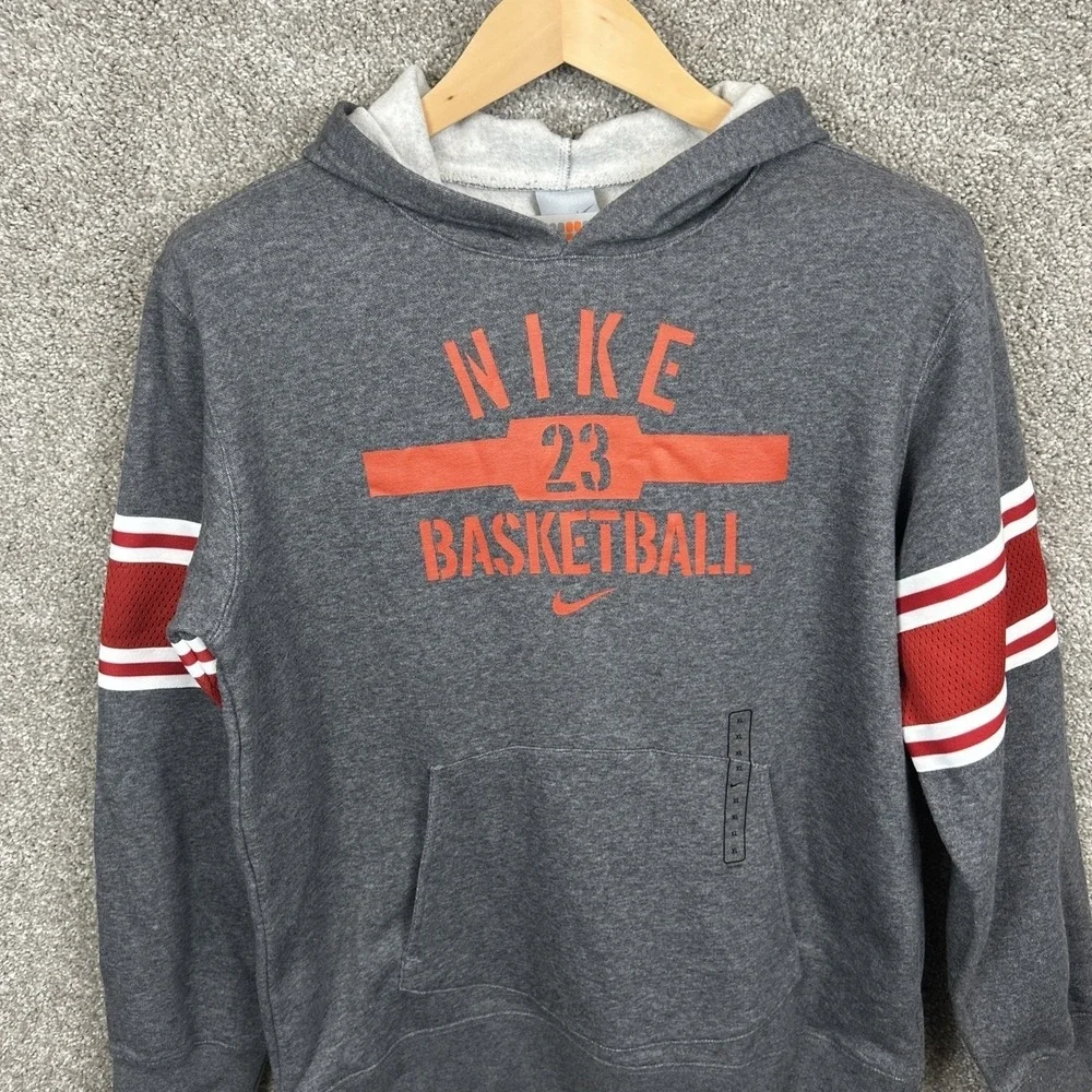 Vintage Nike Basketball Hoodie Youth XL 18-20 Gray 23 Pullover Sweatshirt NEW